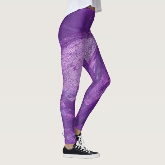 Koel Abstracte Paarse en Lavender Blends Leggings (Rechts)