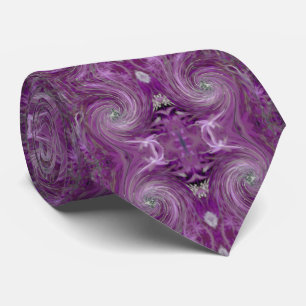 Koel Abstracte Paarse Floral Swirl Stropdas