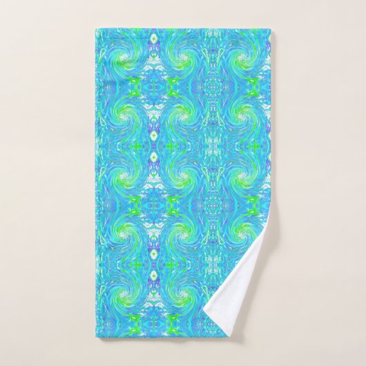 Koel Abstracte Retro Aqua en Lime Green Swirl Bad Handdoek (Handdoek)