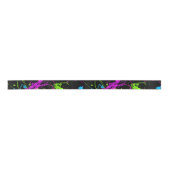 Koel Abstracte retro regenboogverf zwart Lint (Voorkant)