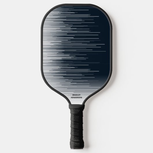 Koel Abstracte zwarte witte lijnen Aangepaste teks Pickleball Paddle (Voorkant)