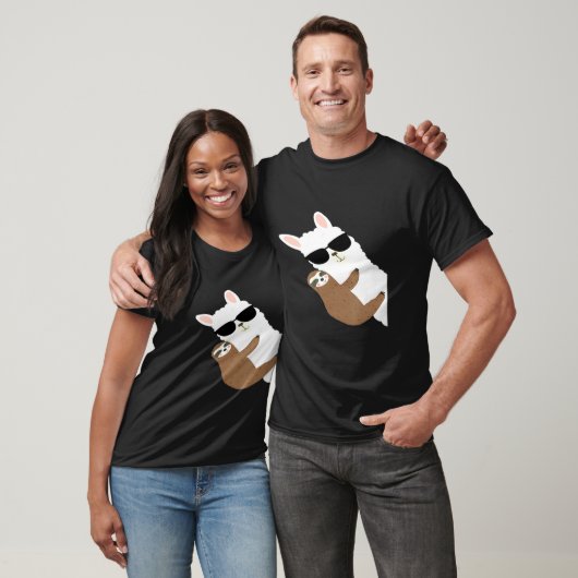 Koel Alpaca met zonnebril en luidop T-shirt (Unisex)