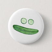 Koel als Cucumber Funny Waterverf White Ronde Button 5,7 Cm (Voorkant)