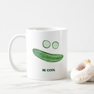 Koel als komkommer "BE COOL" Funny Waterverf Koffiemok