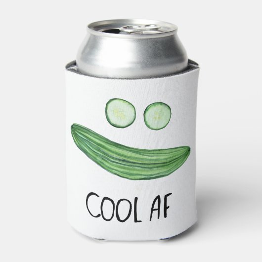 Koel als komkommer "Cool AF" Funny Waterverf Blikjeskoeler (Blikje Voorkant)