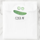 Koel als komkommer "Cool AF" Funny Waterverf Ronde Sticker (Tas)