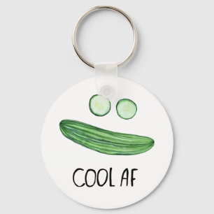 Koel als komkommer "Cool AF" Funny Waterverf Sleutelhanger