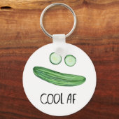 Koel als komkommer "Cool AF" Funny Waterverf Sleutelhanger (Voorkant)