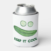 Koel als komkommer "Keep it COOL" Funny Waterverf Blikjeskoeler (Blikje Voorkant)