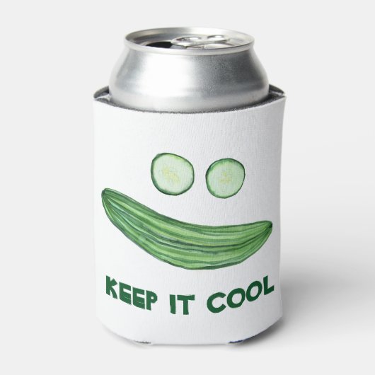 Koel als komkommer "Keep it COOL" Funny Waterverf Blikjeskoeler (Blikje Voorkant)