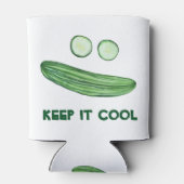 Koel als komkommer "Keep it COOL" Funny Waterverf Blikjeskoeler (Achterkant)
