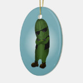 Koel als komkommer keramisch ornament (Links)