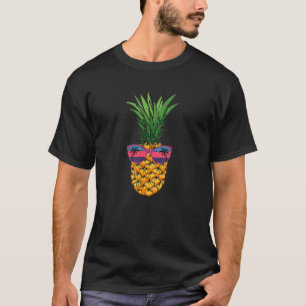 Koel anananas met roze luipaard zonnebril met P T-shirt