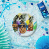 Koel anananas met zonnebril papieren bordje (Feest)