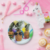 Koel anananas met zonnebril papieren bordje (Feest)