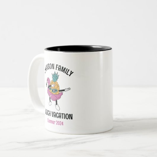 Koel anananasfamilie reunion Trip band Vacking Tweekleurige Koffiemok (Voorkant links)