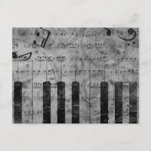 Koel-antiek-grijpeffect pianomuzieknoten briefkaart