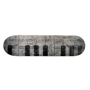 Koel-antiek-grijpeffect pianomuzieknoten skateboard