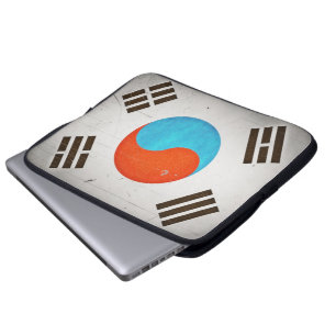Koel Artistieke  Grungy Zuid-Korea Vlag Laptop Sleeve
