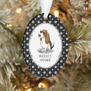Koel Basset-hond en zonnebril (driekleur 1) Ornament