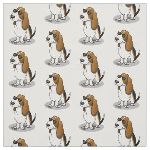 Koel Basset-hond en zonnebril (driekleur 1) Stof