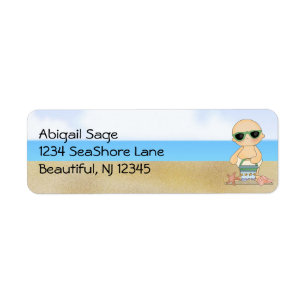 Koel Beach Baby met Sand Bucket Address Etiket