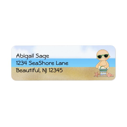 Koel Beach Baby met Sand Bucket Address Etiket (Voorkant)