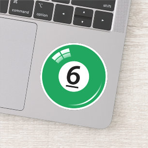 Koel-/biljartkogel met nummer zes (6) groen sticker