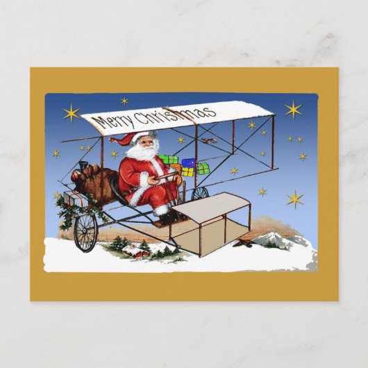 Koel- Biplane Santa Claus Feestdagenkaart (Voorkant)