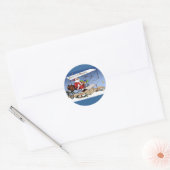 Koel- Biplane Santa Claus Ronde Sticker (Envelop)
