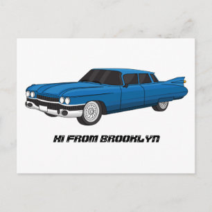 Koel blauw 1959 klassieke auto briefkaart