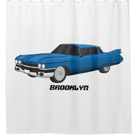 Koel blauw 1959 klassieke auto douchegordijn (Voorkant)