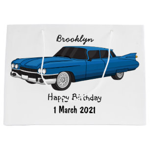 Koel blauw 1959 klassieke auto groot cadeauzakje
