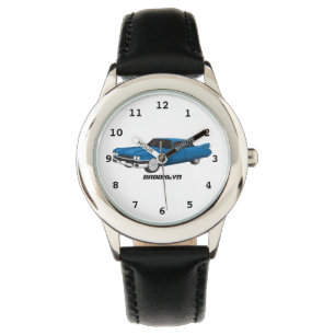 Koel blauw 1959 klassieke auto horloge