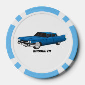 Koel blauw 1959 klassieke auto poker chips (Achterkant)