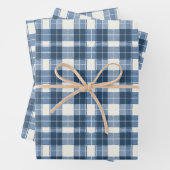 Koel blauw betegeld plaid patroon inpakpapier vel (In situ)
