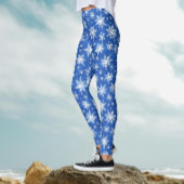 Koel blauw en wit sneeuwvlokken Waterverf Leggings