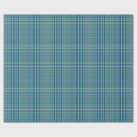 Koel Blauw Geweven Schotlandse Ruitpatroon Cadeaupapier (Vlak)