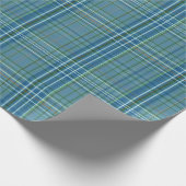 Koel Blauw Geweven Schotlandse Ruitpatroon Cadeaupapier (Hoek)