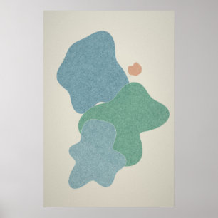 Koel Blauw & Jade Abstracte Muur Kunst Poster