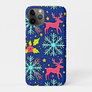 Koel Blauw Kerst Rendier Patroon Ontwerp iPhone 11 Pro Hoesje