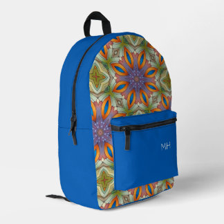 Koel Blauw Mandala Patroon Monogram Initialen Bedrukte Rugzak