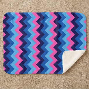 Koel Blauw Roze Chevrons Kleine Sherpa Dekbed Deken