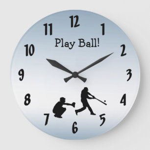 Koel blauw spel Baseball Sportkast Grote Klok