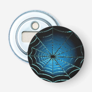 Koel Blauw Spinnenweb Button Flesopener