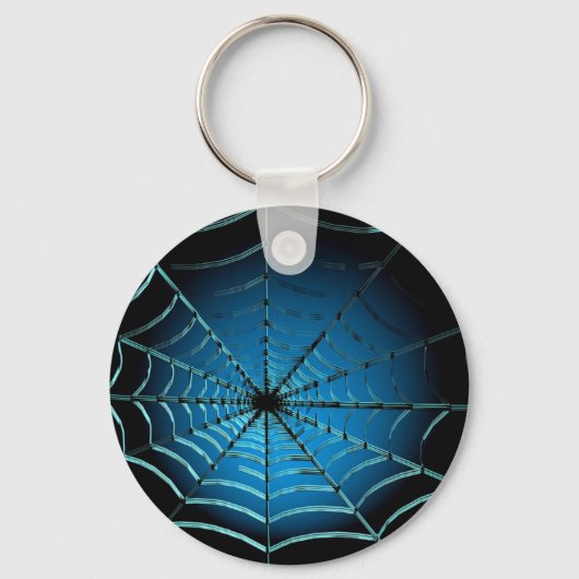 Koel Blauw Spinnenweb Sleutelhanger (Voorkant)