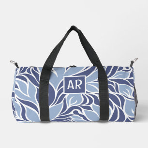 Koel Blauw & Wit Modern Bloemmotief Monogram Plunjezak