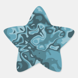 Koel blauwe, abstracte ontwerpstickers ster sticker