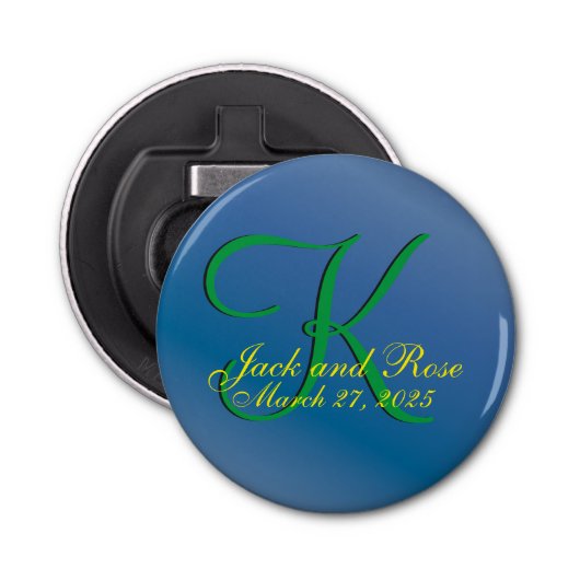 Koel Blauwe Bespen Budget Button Flesopener (Voorkant)