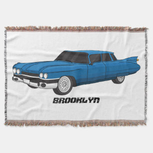 Koel blauwe klassieke auto uit 1959  deken